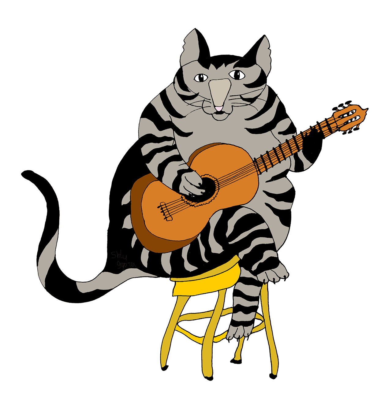 Cat with guitar 