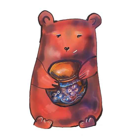 Медведь с бочонком меда